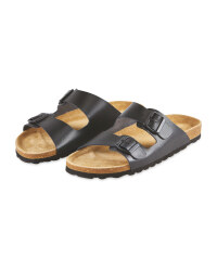 Avenue Men's Black Footbed Sandals