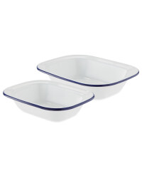 2 Pack Large Blue Trim Dishes