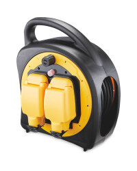 20m Weatherproof Cable Reel - Black/Yellow