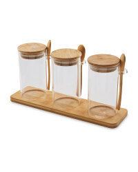 Glass Canister & Spoon 3 Pack