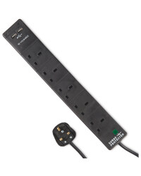 5 Socket Extension Lead - Black