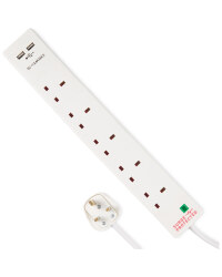 5 Socket Extension Lead - White