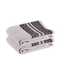 Grey Geometric Hand Towel 2 Pack
