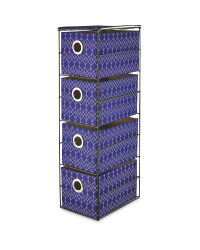Navy 4 Drawer Fabric Storage Unit
