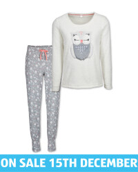 Avenue Ladies' Owl Fleece Pyjamas