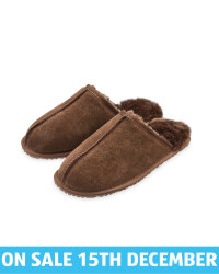 Men's Dark Brown Sheepskin Slippers
