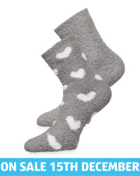 Avenue Grey/Heart Fluffy Socks 2 Pk