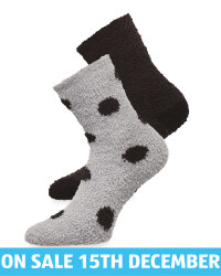 Avenue Grey Dot Fluffy Socks 2 Pack
