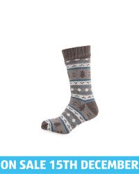 Men's Grey Fairisle Slipper Socks