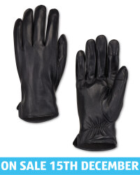 Men's Plain Black Leather Gloves
