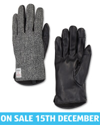 Men's Harris Tweed Leather Gloves