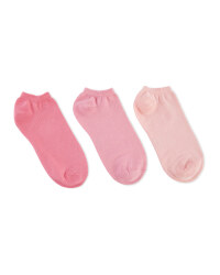 Kids' Pink 3 Pack Trainer Socks