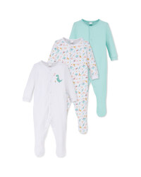 Dinosaur Baby Sleepsuit 3 Pack