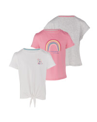 Girl's Shirt White & Rose 3 Pack
