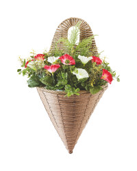 Artificial Flower Wall Basket - Red/White