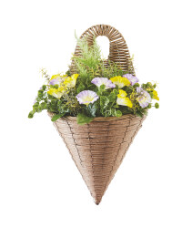 Artificial Flower Wall Basket - Yellow/Purple