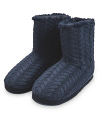 Men's Blue Knitted Slipper Boots