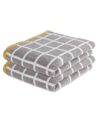 Check Grey Hand Towels 2 Pack