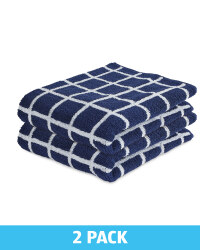 Check Navy Hand Towels 2 Pack