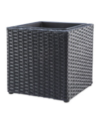 Cubed Rattan Effect Planter - Black