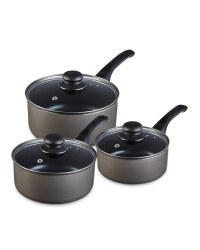 Dark Grey 3 Piece Saucepan Set