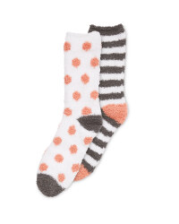Children's Fluffy Socks Size 12-2 - Grey/White