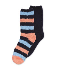 Children's Fluffy Socks Size 12-2 - Navy/Pink