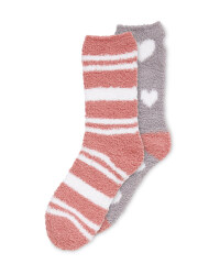Children's Fluffy Socks Size 12-2 - Rose/Grey