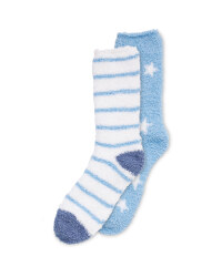 Children's Fluffy Socks Size 12-2 - White/Blue
