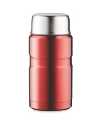 Food Flask With Foldable Spoon - Red