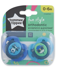 Fun Soothers 0-6 Months 2 Pack - Blue
