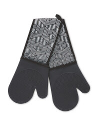 Black Geo Silicone Double Oven Glove