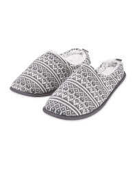 Grey Men's Winter Mule Slippers