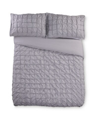 Grey Pleat King Duvet Set