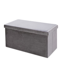 Grey Velvet Storage Ottoman