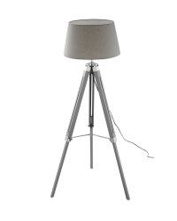 Retro Grey Wooden Tripod Floor Lamp