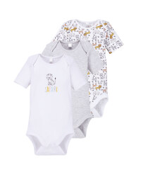 Grey/White Baby Bodysuit 3 Pack
