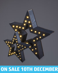 Kirkton House Wooden Stars 2 Pack - Rustic Grey