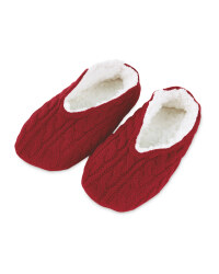 Ladies' Knitted Slipper Sock - Red