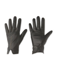 Ladies' Black Leather Stitch Gloves