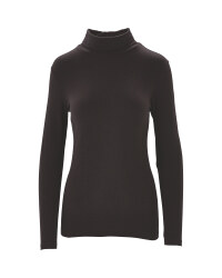 Ladies' Black Ski Roll Neck Top