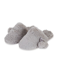 Ladies' Grey Plush Luxury Slippers
