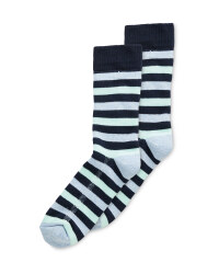 Ladies' Blue Stripe Thermal Socks