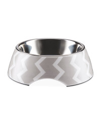 Large Grey Chevron Pet Bowl