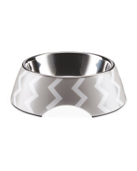 Medium Grey Chevron Pet Bowl