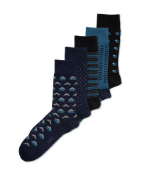 Men's Navy & Blue Socks 5 Pack