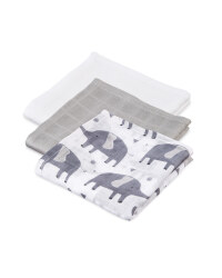 Elephant Muslin Cloths 3 Pack