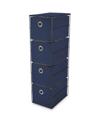 Navy 4 Drawer Fabric Storage Unit