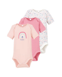 Rose/White Baby Bodysuit 3 Pack