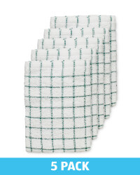 Dark Green Terry Tea Towels 5 Pack